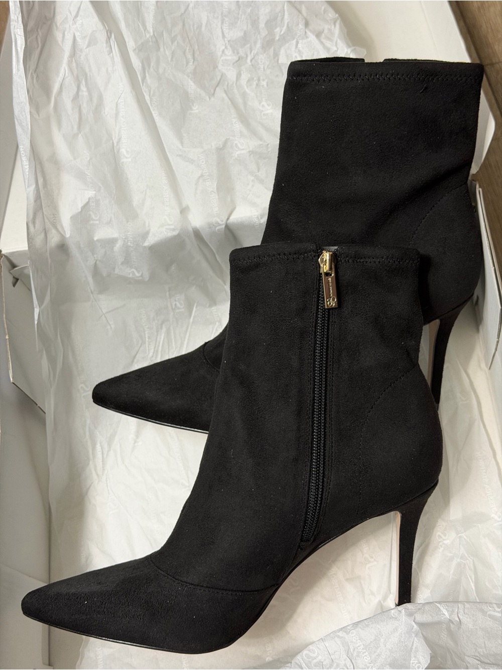 Jessica Simpson Women's Black Suede Zip Up High Heel Ankle Boots Size 9.5